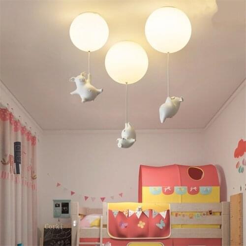 Modern LED Ceiling Lights Cartoon Resin Flying Pig Acrylic Balloon Pendant Light for Kids Rooms Bedroom Lamp Deco Light Fixtures