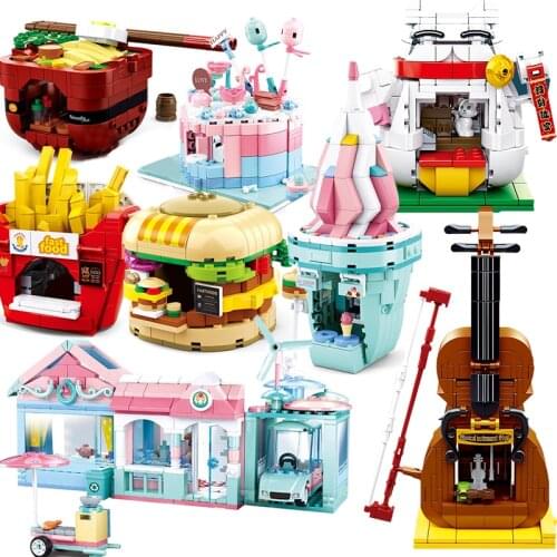 City Creator Street View Music Shop building blocks Sets Architecture House Store Friends Figures Construction Bricks Toys Girls