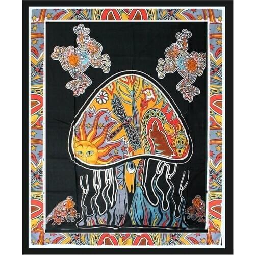 Trippy Colorful Totem Wall Tapestry Witchcraft Mushroom Sun Frog Hippie Boho Bedroom Decoration Gobelin Tapiz Wall Hanging Carpe