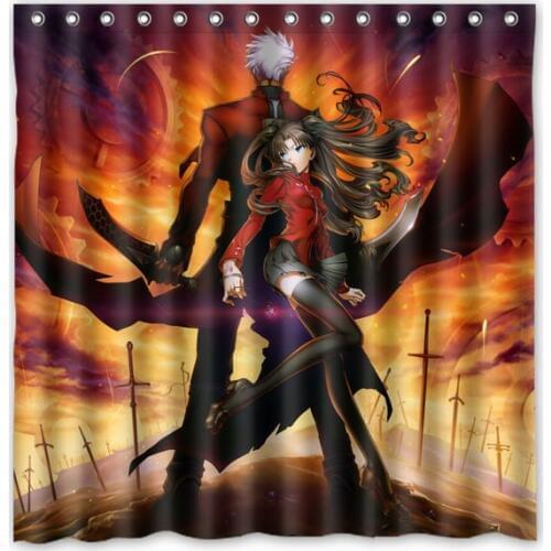Fate Stay Night Pattern Bathroom Decorative Curtain Waterproof Polyester Eco-Friendly DIY Shower Curtains 180*180cm