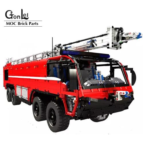 Technic Fire Fighting MOC-4446 Airport Crash Tender Boat MOC Building Blocks Crane City Firefighter Bricks Children Toys