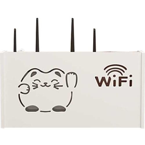 Wifi Router Holder Storage Boxes Wifi Router Cable Power Plus Wire Bracket Storage Box Wood-Plastic Wall Shelf Bracket Box Rack