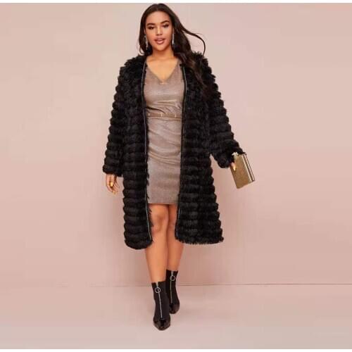 Winter Coat Women Faux Fur Coat Warm Jacket Winter V-neck Solid Long Outerwear Manteau Femme Hiver 2020 шуба женская