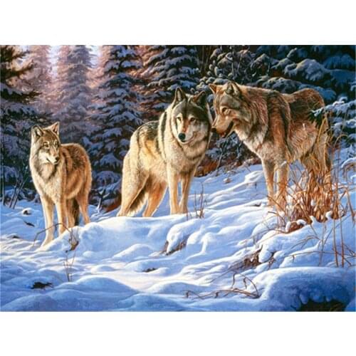 Wolf Animal DIY 11CT Embroidery Cross Stitch Kits Craft Needlework Set Cotton Thread Printed Canvas Home Decoration Wholesale