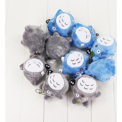 10pcs/lot 10cm Totoro Keychain Pendants My Neighbour Totoro Miyazaki Hayao Totoro with Fairy Dust Plush Toy
