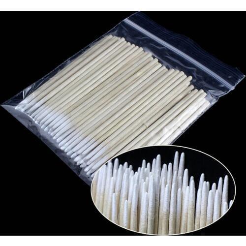 100PCS Short Wood Handle Small Pointed Tip Head Cotton Swab Eyebrow Tattoo Beauty Makeup Color Nail Seam Dedicated Dirty Picking