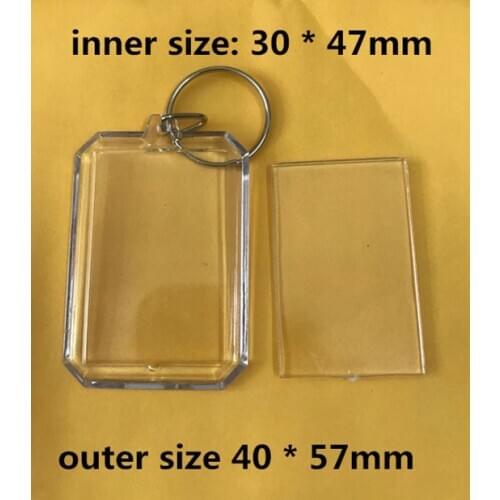 100pcs/lot Octagon Blank Acrylic Keychains Insert Photo plastic Keyrings accessories with free shipping