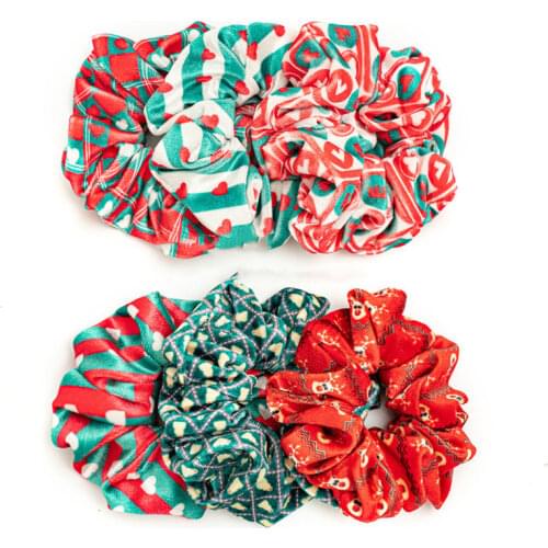 2pcs/lot Elastic Hair Bands for Women Stretchy Print Velvet Scruchie for Girls Ponytail Holder Ties Christmas Gift for Her
