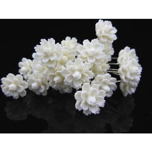 200 pcs/lot Free Shipping NEW White Flower Hair Pins Wedding Party Bridal Hair Jewelry Woman fashion Hair clips