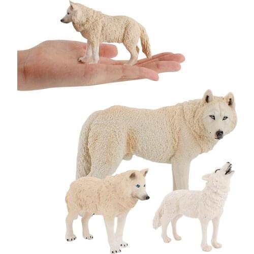 3PCS Realistic Simualtion Wild Animal Wolf Statue Free Standing Miniature Wolves