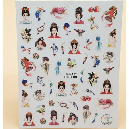 3D Nail Sticker Girl Manicure Decals Decoration Stickers for Nails Antiquity Beauty Flower Design Nail Art Sticker Accessories