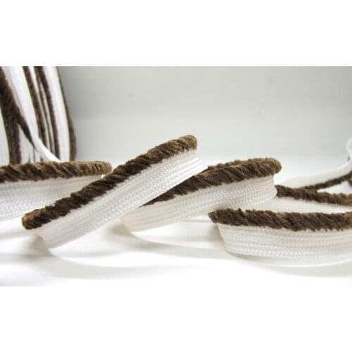 5 Yards 3/8 Inch Brown and White Chenille Furry Piping Lip Cord Trim|Pillow Cushion Trim|Upholstery Edging Trim Sewing Supplies