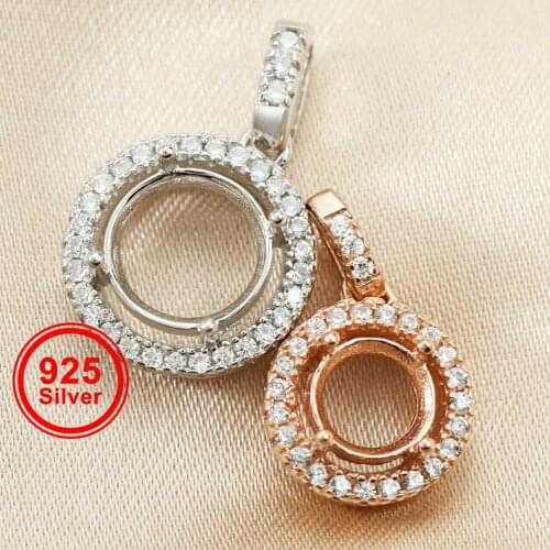 6-8MM Simple Round Prong Bezel Settings For Cz Stone Solid 925 Sterling Silver Diy Pendant Charm Tray 1411207