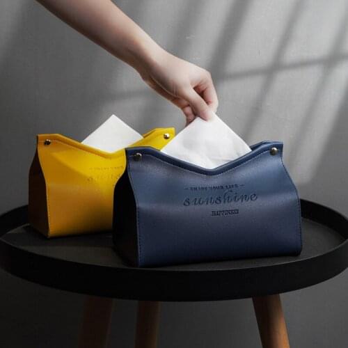 6-Colour Creative Leather Tissue Box Table Car Toilet Living Room Kitchen Napkin Papers Case Container Desktop Storage Box