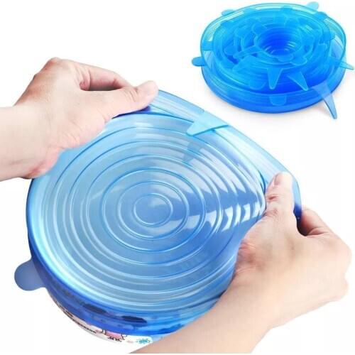 6Pcs/set Silicone Stretch Lids Universal Silicone Food Wrap Bowl Pot Lid Silicone Cover Pan Cooking Kitchen Accessories E11540