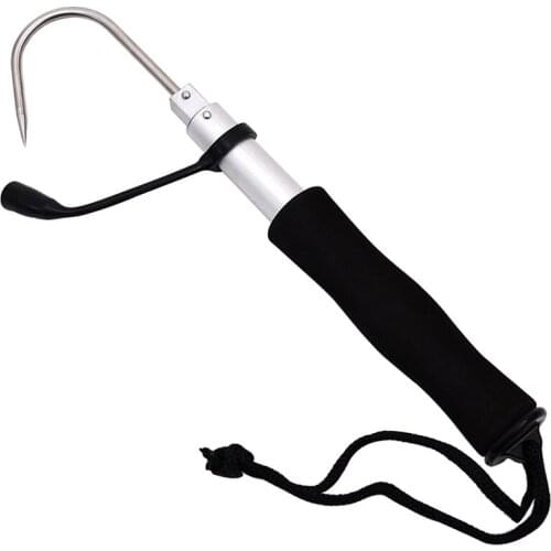 70CM Retractable Fishing Gaff Hook Fishing Gear Hook Tackle with Soft Handle Fish Lip Grip Handle Grab Carp Outdoor Fish Tool