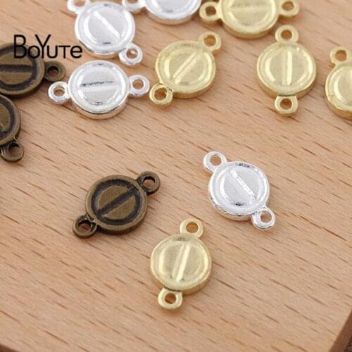 BoYuTe (200 Pieces/Lot) 11*7*1.3MM Metal Brass Thick Round Connector Charms DIY Handmade Jewelry Materials