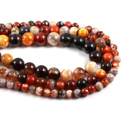 Natural stone beads Water Agat 6/8/10 mm Round Ball loose beads for Jewelry Making Necklace DIY Bracelet Accessories