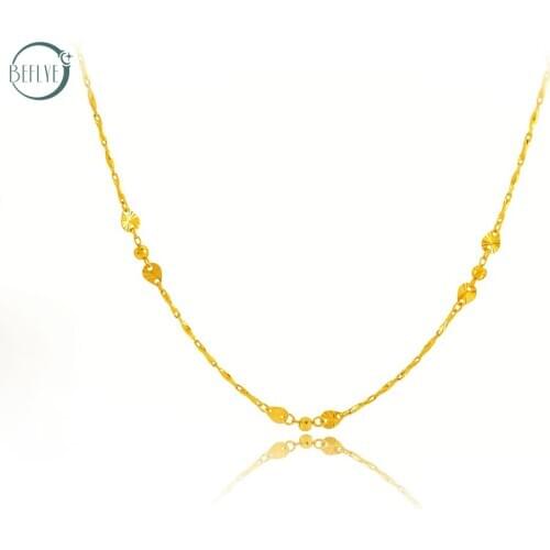 18K pure gold necklace AU750 gold transfer bead chain high-end fashion classic jewelry womens gift hot sale 2019