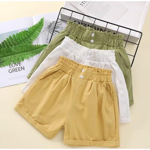 Baby Girls Shorts For Kids Summer Trousers Clothes Children Pants Toddlers solid white green yellow 110170 plus size