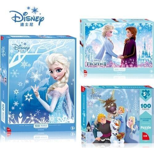 Disney Frozen 2 New Upgrade Puzzle Toys for Children Early Education Toy Gifts 100 Pcs Elsa Princess Spiderman Jigsaw Puzzle