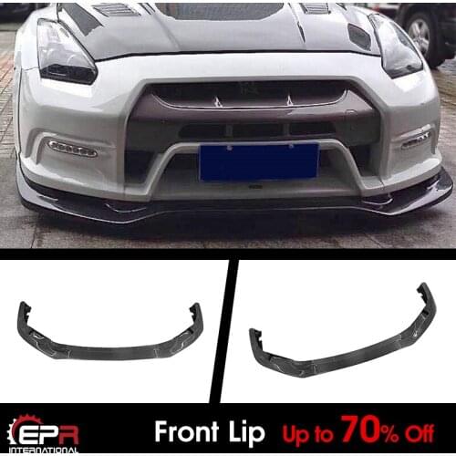 For Nissan GTR R35 2013 Ver VRS Style Carbon Glossy Front Bumper Lip Bumper splitter under spoiler Exterior Accessories kits