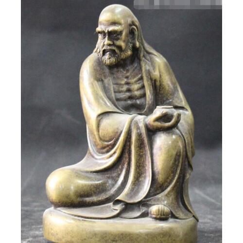 Chinese Buddhism Bronze Carving Arhat Damo Bodhidharma Dharma Buddha Statue