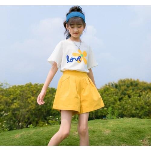 Children Clothes Sets Summer Suit Girls Short Sleeve Floral T-shirts+Short 2pcs Ses Kids Casual Outfits for Girls Clothing 6-14