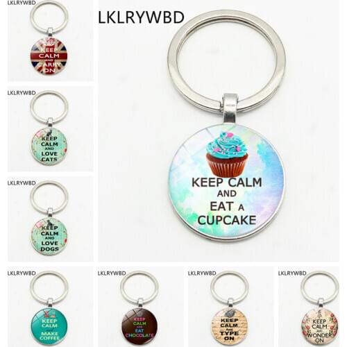 LKLRYWBD / Personality Keep Cool Fashion Keychain Key Ring Jewelry Pendant Convex Glass Keychain