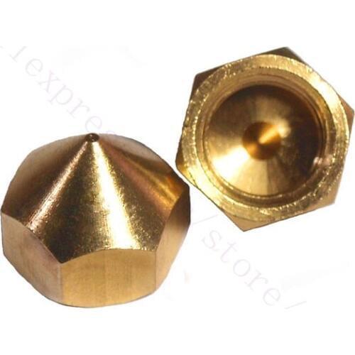 2pcs 3D Printer Accessories 0.3/0.4/0.5mm for Reprap Budaschnozzle V1.1 Copper nozzle M10*1.5 Brass Nozzle