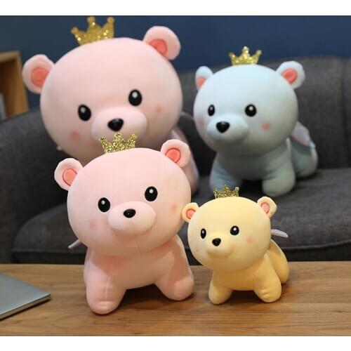 25-60cm Lovely Cute Angel Bear Plush Toys Soft Stuffed Teddy Bear with Crown Plush Doll Kids Baby Huggable Toys Girls Lover Gift