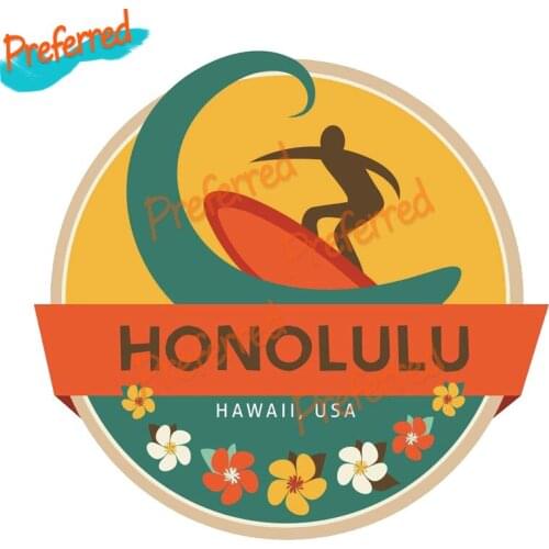 Fashion Creative Car Sticker Surfing Honolulu Hawaii USA Flag Accessories PVC Decal for Mazda 6 206 Land Rover