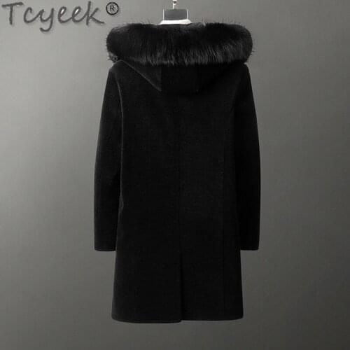 Fox Natural Fur Hooded Real Fur Coat Men Clothing Winter Male Jacket 200% Sheep Shearing Mens Jackets Hiver DK299077M