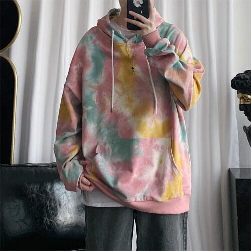 Tie Dyed Hoodie Men Mens Trend Hooded Pullover Korean Version 2021 New Coat Big Size
