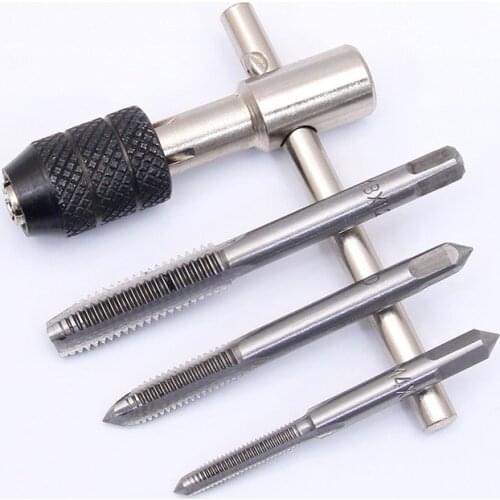 6pcs Durable Chuck & Tap Wrench T Handles Bits Set M3 M4 M5 M6 M8 Heavy Duty Tap Twister T-type Twister Sets Long Service Life