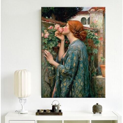 Wall Prints Painting Home Decor John William Waterhouse My Sweet Rose Portrait Picture Canvas Art Poster For Living Room