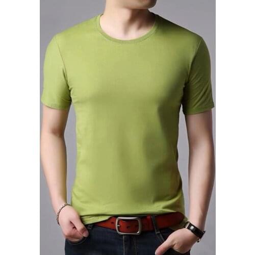 New Solid Color Shirt MenS Short Sleeve Trend Cotton Versatile Youth Round Neck Bottomed Shirt Korean Loose Spring Summer BoyS