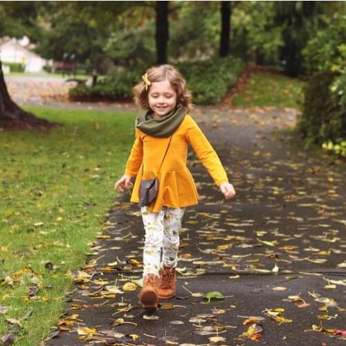Toddler Kids Baby Girls clothes 2Pcs Set long sleeve solid Shirt Top Dress+Leggings Set clothes 2-7 Years