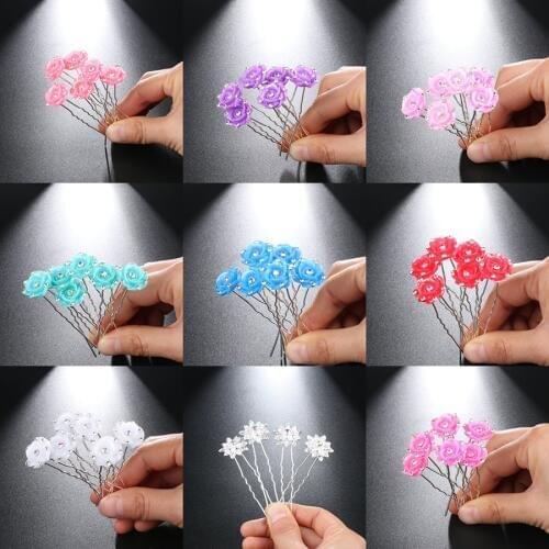 Wholesale Wedding Hairpins Clips For Women Girl Luxury Bridal Headpiece Hair Styling Crystal Resin Flower Barrette Accessories