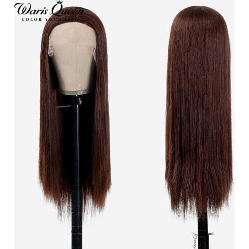 Synthetic Lace Front Wig Long Stright Ombre Brown T Part HD Lace Frontal Heat Resistant Natural Daily Cosplay Wigs For Women