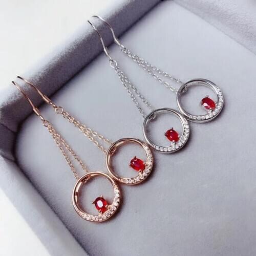 The Best Engagement Gift Ruby Earring Natural And Real 925 Sterling Silver Ruby Earring Fashion