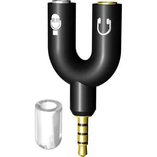 U Type Adapter Dual 3.5 MM Headphone Plug Audio Cables Splitter Microphone 2 In 1 Swivel Connector For Smartphone MP3 MP4 Player