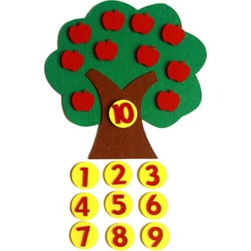 Teaching Aids Apple Trees Math Toys Teaching Kindergarten Cloth Weave Learning Early manual Diy Education Toys H1K1