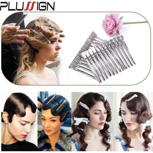 Hair Clips Metal For Hair Dressing 12Pcs One Dozen Hair Bow Clips For Salon Women Girls Bows Diy Accessories Silver Metal