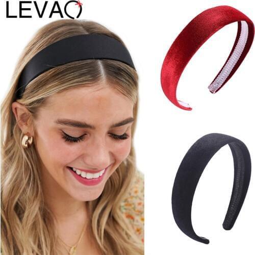 LEVAO New Fashion Women Lady Simple Gold Velvet Stripes Hairbands Girls Solid Colors Headbands Bezel Hair Accessories Headwear