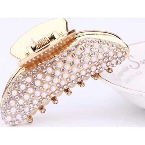 1PC 70*30mm Geometric Hair Claw Clamps Rhinestones Hair Crab Moon Shape Hair Claw Clip Hairpin For Women Girls Hair Accessories