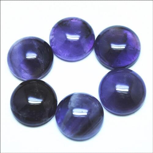 10pcs nature amethystt cabochons stone round CABS natural semi precious stone for jewelry making accessories 4/6/8/10/12/14/16