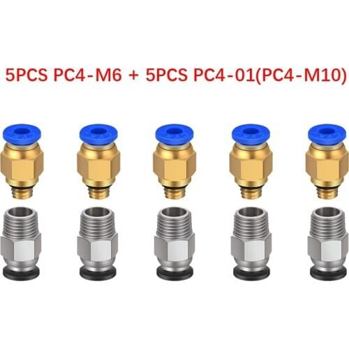 10PCS Straight Pneumatic Fitting Push to Connect / PC4-M6 Quick in Fitting for 3D Printer Bowden Extruder Pneumatic Connector