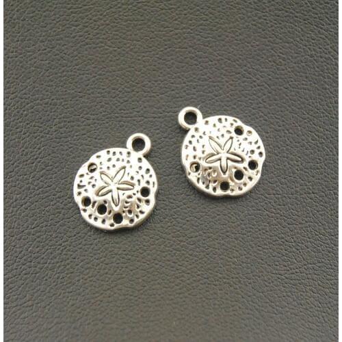 10pcs Silver Color Sand Dollar Charm Jewelry Making DIY Handmade Craft A1098