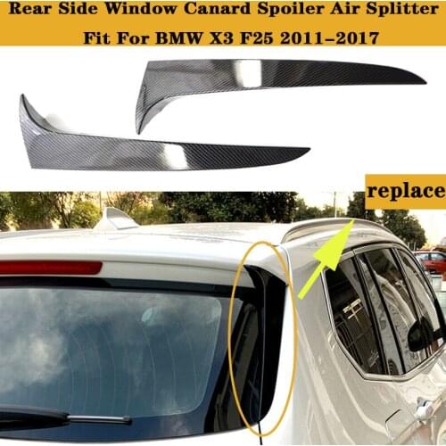 2PCS Rear Window Side Spoiler Canard Wing Carbon Look Replacement For X3 F25 2011-2017